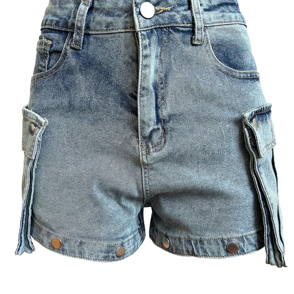 High-Waisted Detachable Cargo Overlay Jeans - Picture 6 of 8